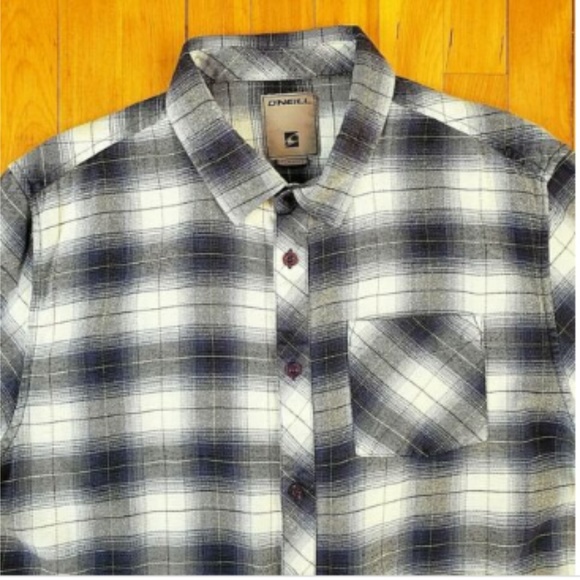 Oneill Mens Purple Plaid Button Down - Picture 2 of 6